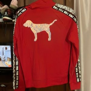 NWOT Victoria Secret pink red BLING sequined sweatsuit